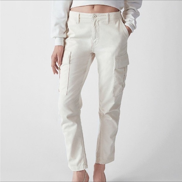 RE/DONE Women’s Off White Utility Cargo Pants Size 25 Relaxed Fit Streetwear - Picture 1 of 10